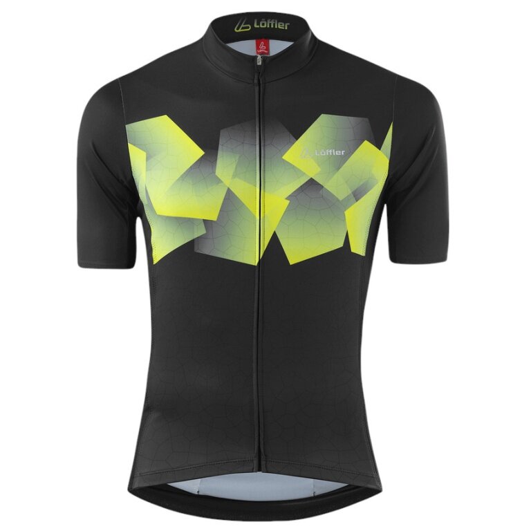 Löffler Fahrrad-Shirt Bike Jersey Leaves Hotbond (Full-Zip, leicht, schnelltrocknend) dunkelgrau/lemon Herren