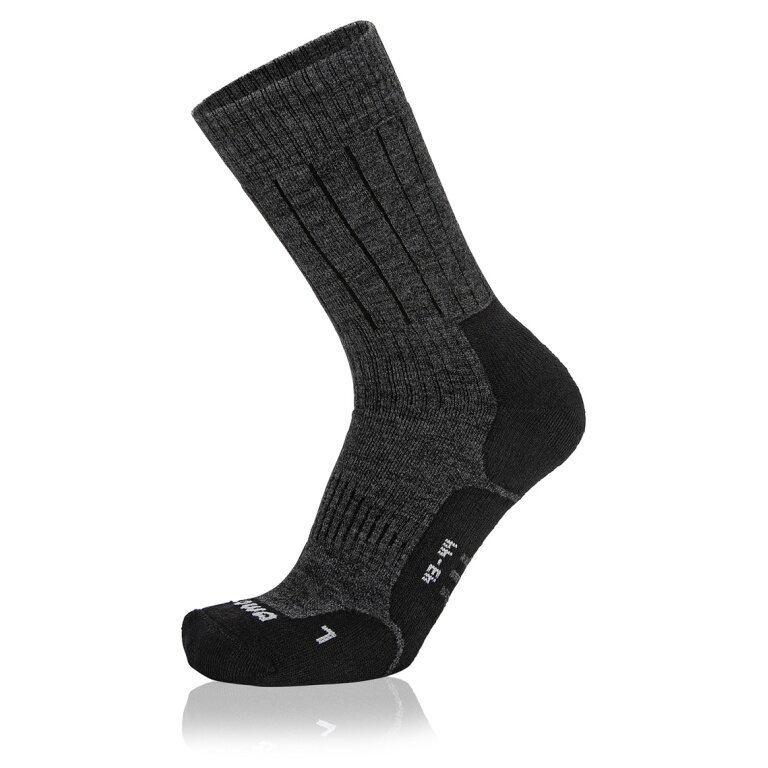 Lowa Wandersocke Crew Winter (Materialmix, hoher Tragekomfort) grau/schwarz - 1 Paar