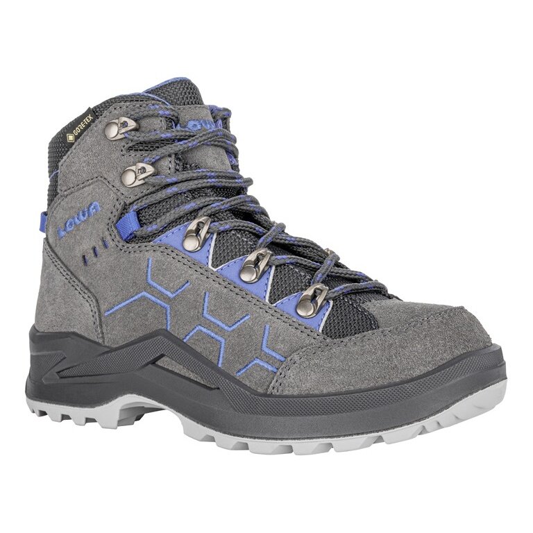 Lowa Wanderschuhe Kody Evo GTX Mid Junior (Veloursleder, wasserdicht) anthrazitgrau/blau Kinder