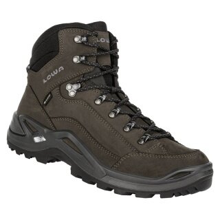 Lowa Wanderschuhe Renegade Mid GTX (All-Terrain, Nubukleder, wasserdicht) 2024 dunkelbraun/schwarz Herren