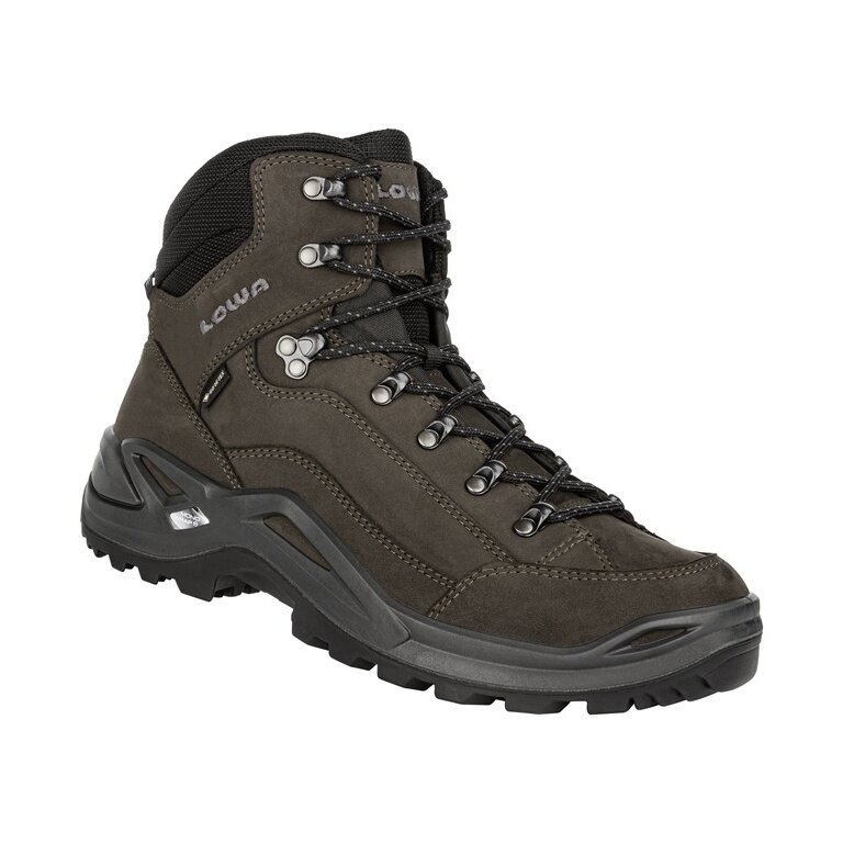 Lowa Wanderschuhe Renegade Mid GTX (All-Terrain, Nubukleder, wasserdicht) 2024 dunkelbraun/schwarz Herren