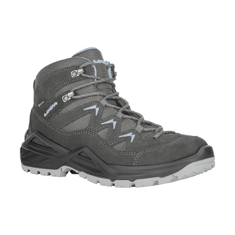 Lowa Wanderschuhe Sirkos Evo Mid GTX (Veloursleder/Textil, wasserdicht) anthrazitgrau/eisblau Damen