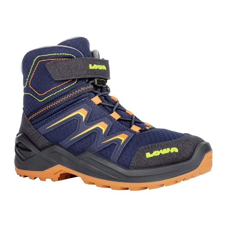 Lowa Winterschuhe Maddox Warm Mid GTX (Textil/Synthetik, wasserdicht) 2024 navyblau/orange Kinder