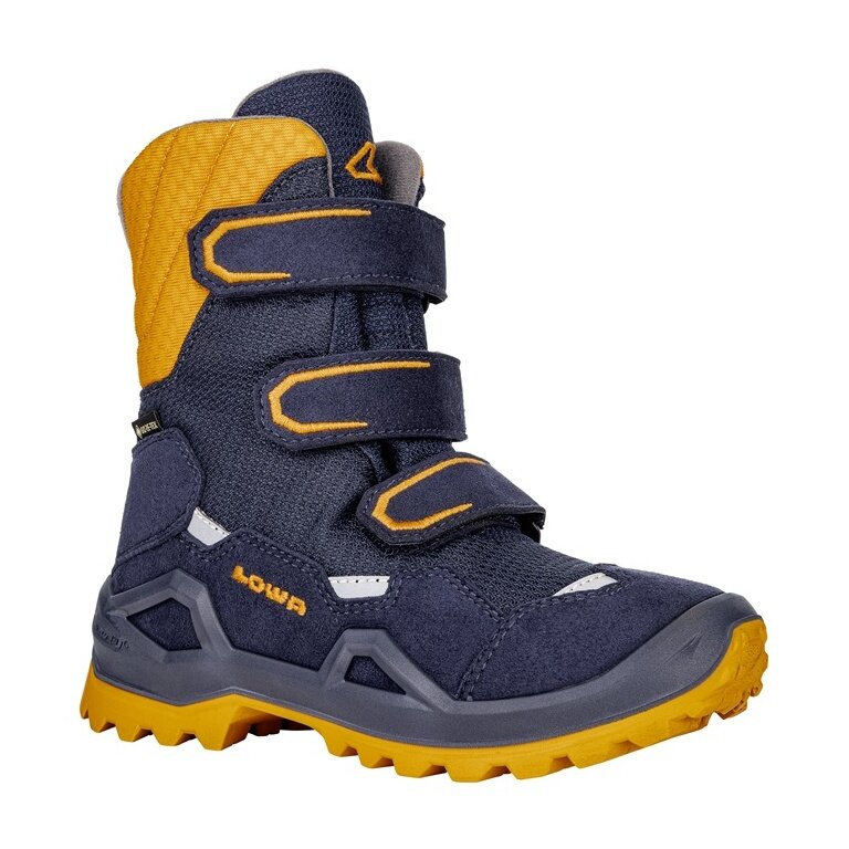 Lowa Winterschuhe Milo Evo GTX High (Textil/Synthetik, wasserdicht) navyblau/orange Kinder