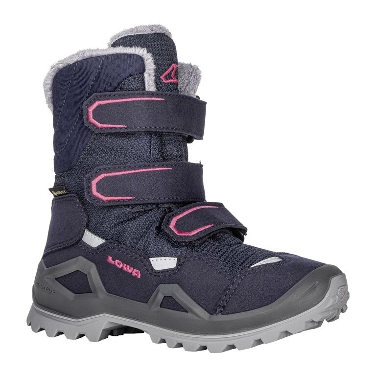 Lowa Winterschuhe Milo Evo GTX High (Textil/Synthetik, wasserdicht) navyblau/beere Kinder