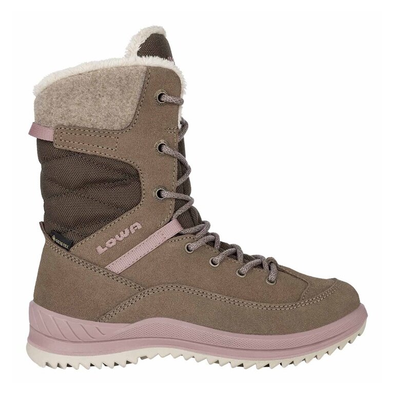 Lowa Winterstiefel Bianca High GTX (Veloursleder/Textil, wasserdicht) 2024 taupebraun/rosa Mädchen