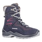 Lowa Winterstiefel Lino GTX High (Veloursleder/Textil, wasserdicht) 2024 navyblau/fuchsia Kinder