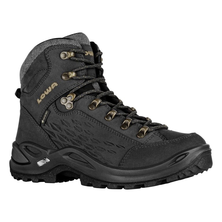 Lowa Wanderschuhe Renegade Warm Mid GTX (Nubukleder, wasserdicht) 2024 schwarz/champagner Damen