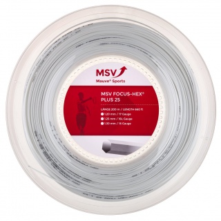MSV Tennissaite Focus Hex Plus 25 (Haltbarkeit+Spin) weiss 200m Rolle