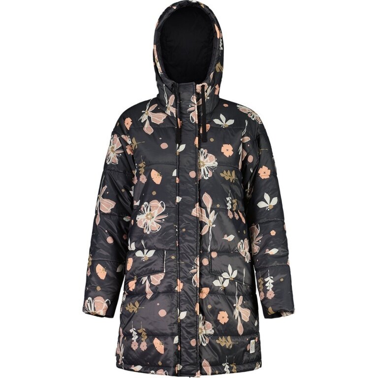 Maloja Wintermantel FossanM Urban Puffer Coat (PrimaLoft® BIO133, winddicht) schwarz/flower Damen