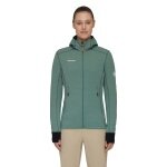 Mammut Fleecejacke Taiss Light ML Hooded (Midlayer, 4-Wege Stretch) jadegrün/schwarz Damen