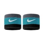 Nike Schweissband Swoosh (72% Baumwolle) hellgrau/blaugrün/schwarz - 2 Stück