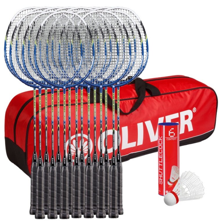 Oliver Schulsport-Set I - 15x Badmintonschläger Fresh 8.0, 1x Racketbag, 6x Bälle