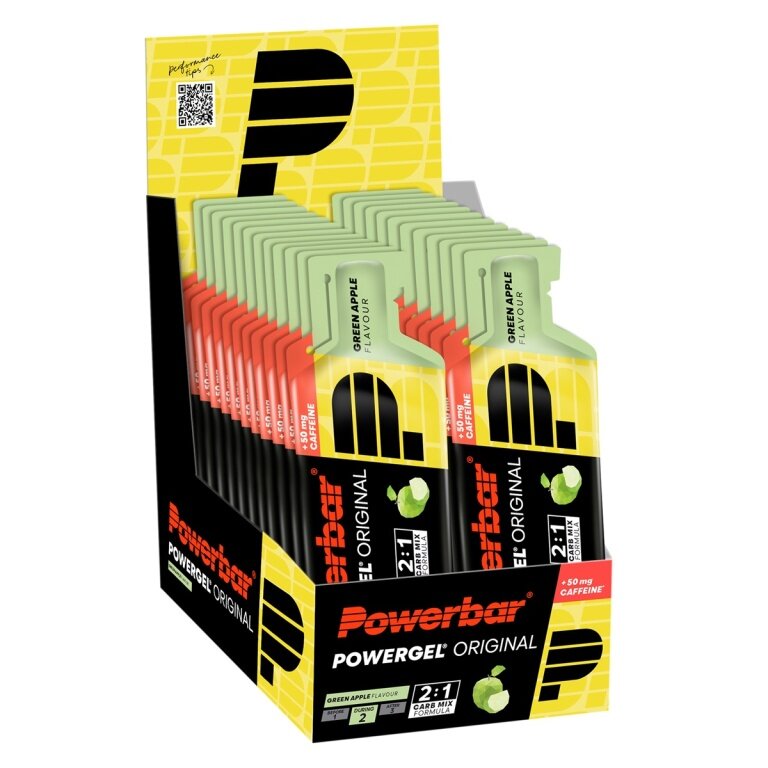 PowerBar PowerGel Original (Kohlenhydrat-Gel, Koffeinhaltig) Apfel 24x41g Box