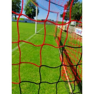 Powershot Fussballtor-Netz gestreift schwarz/rot 7,32m x 2,44m x 2m x 2m