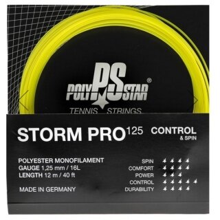 Polystar Tennissaite Storm Pro (Haltbarkeit+Kontrolle) gelb 12m Set