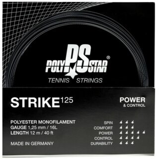 Polystar Tennissaite Strike (Haltbarkeit+Power) schwarz 12m Set