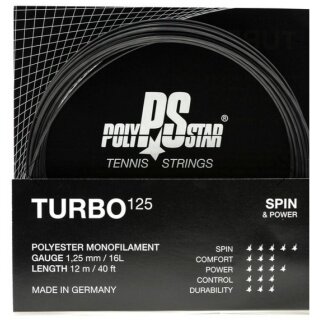 Polystar Tennissaite Turbo (Haltbarkeit+Power) schwarz 12m Set