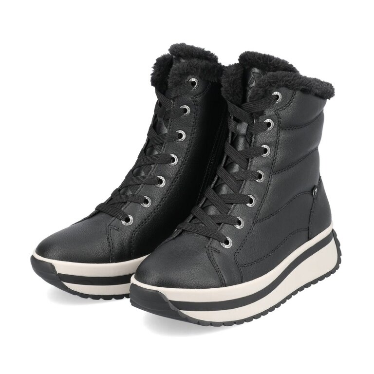 Rieker Winterstiefel W0963-01 (Schnürstiefel mit Innenfutter, Glattleder) schwarz Damen