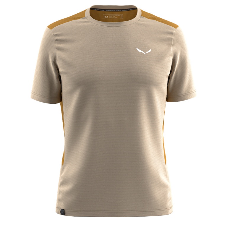 Salewa Sport-Tshirt Puez Hybrid Dry'Ton (hoher Feuchtigkeitstransport) sandbraun Herren