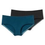 Schiesser Unterwäsche Pantys Cotton Lace petrol/schwarz Damen - 2 Stück