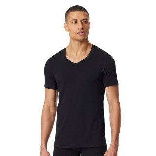 Schiesser T-Shirt V-Ausschnitt Premium Cotton Kurzarm (95% Bio-Baumwolle) Unterwäsche schwarz Herren