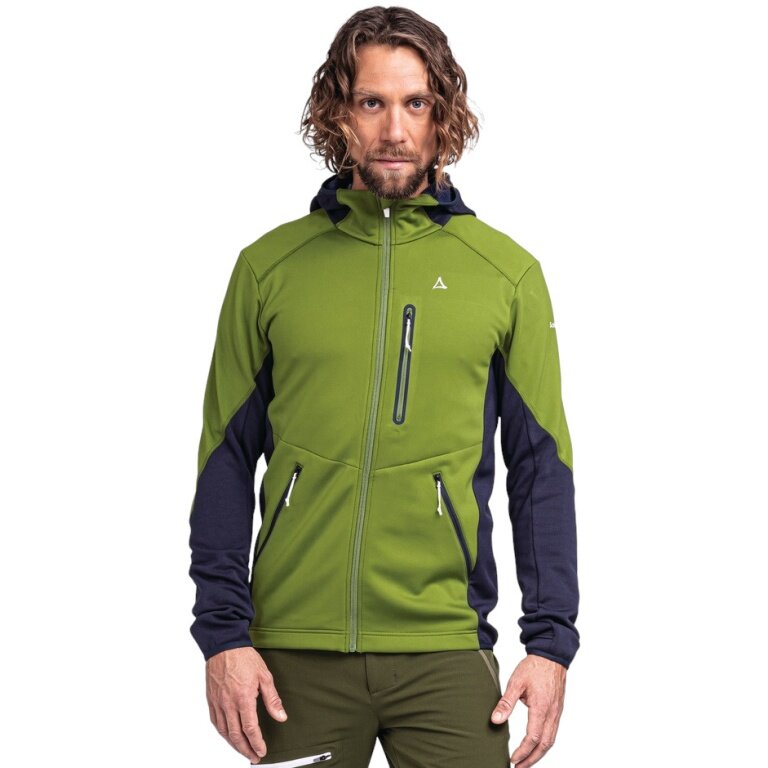 Schöffel Fleecejacke Lodron Hoody (4-Wege-Stretch, schnell trocknend, warm) grün Herren