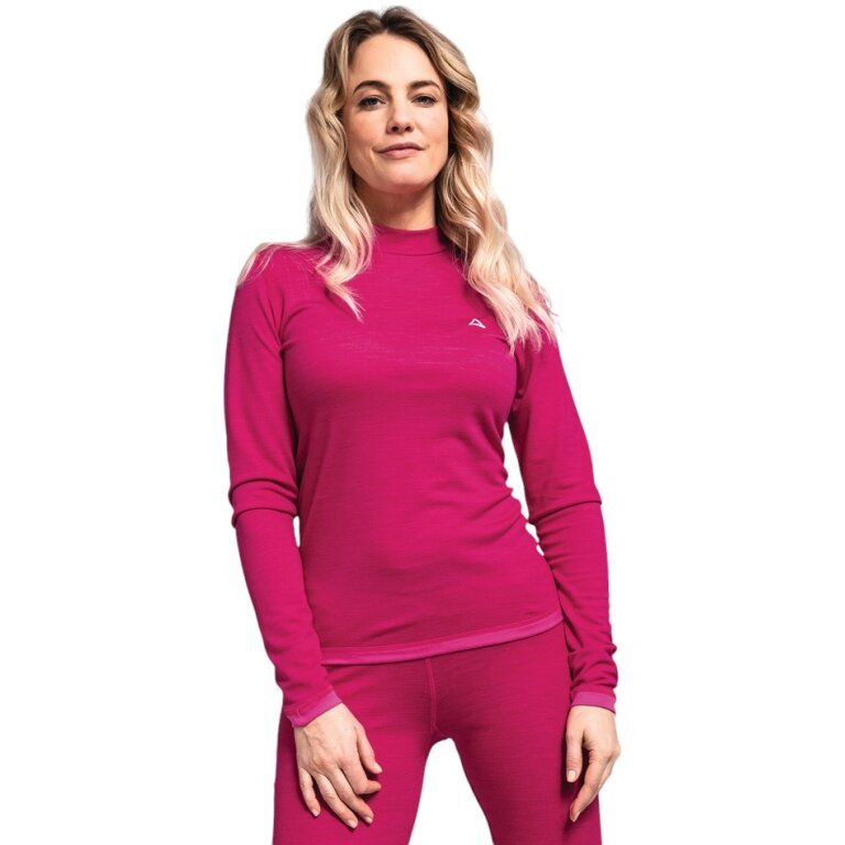 Schöffel Funktionsunterwäsche Langarmshirt Merino Turtle Neck (schnelltrocknend) pink Damen