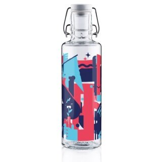 soulbottles Trinkflasche stay active Glas (Glasflasche, Keramikdeckel, Edelstahlbügel) 600ml blau/transparent