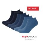 Sympatico Tagessocke Sneaker Basic Line (Baumwolle) blau - 3 Paar