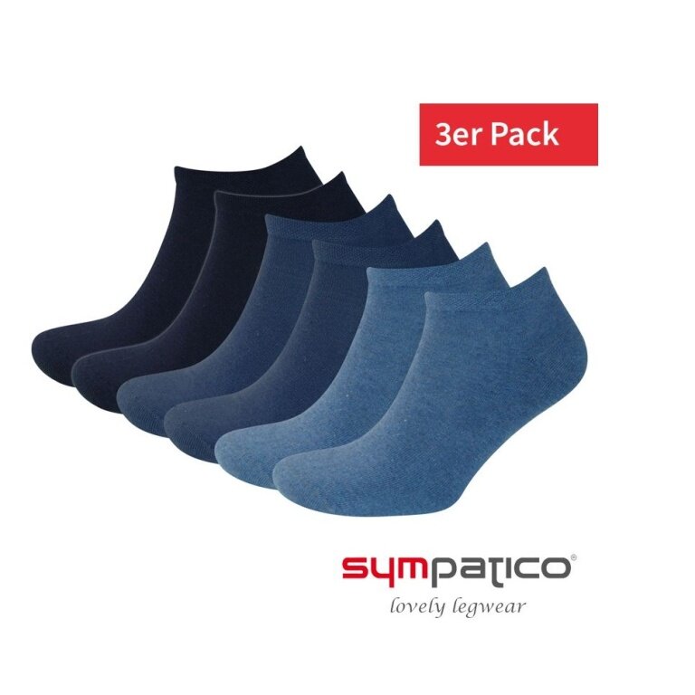 Sympatico Tagessocke Sneaker Basic Line (Baumwolle) blau - 3 Paar