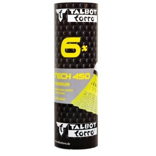 Talbot Torro Badmintonbälle Tech 450 Nylon gelb Dose 6er