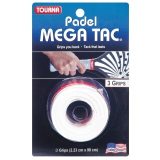 Tourna Overgrip Padel Mega Tac (extreme Griffigkeit, haltbar, breit) weiss 3er