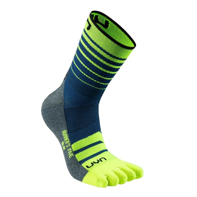 UYN Laufsocke Runner's Five (High-5-Technologie) blue/fluogelb - 1 Paar