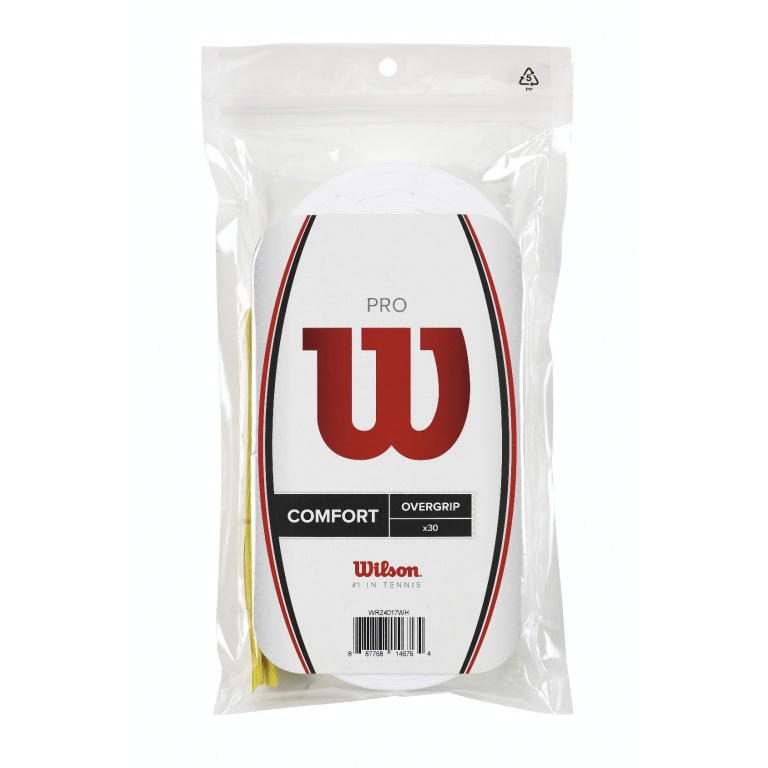 Wilson Overgrip Pro 0.6mm (Komfort/glatt/leicht haftend) weiss 30er Clip-Beutel