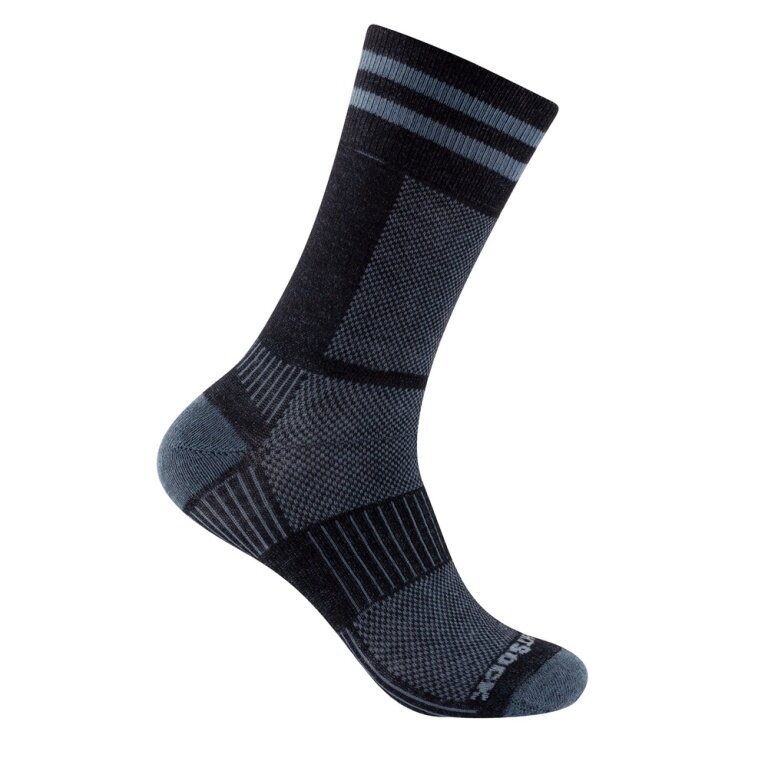 Wrightsock Sportsocken Crew Coolmesh II (dünn, atmungsaktiv, bequem) grau/schwarz - 1 Paar