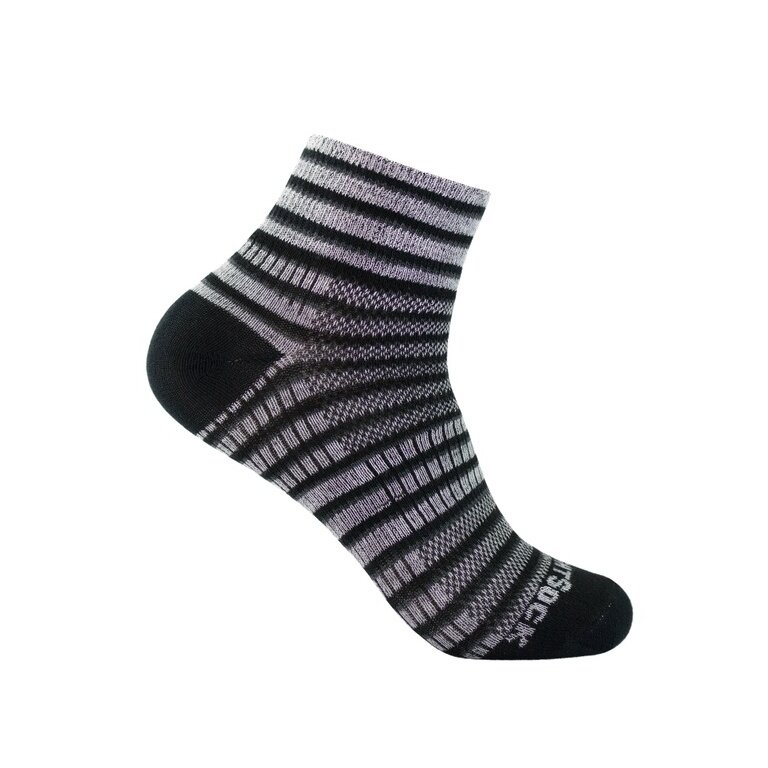 Wrightsock Sportsocken Quarter Coolmesh II (dünn, atmungsaktiv, bequem) grau/schwarz - 1 Paar