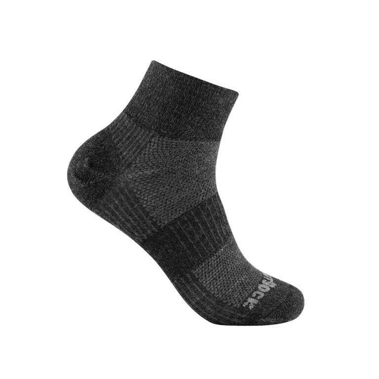 Wrightsock Wandersocke Quarter Merino Coolmesh II (dünn, Merinowolle) grau/schwarz - 1 Paar