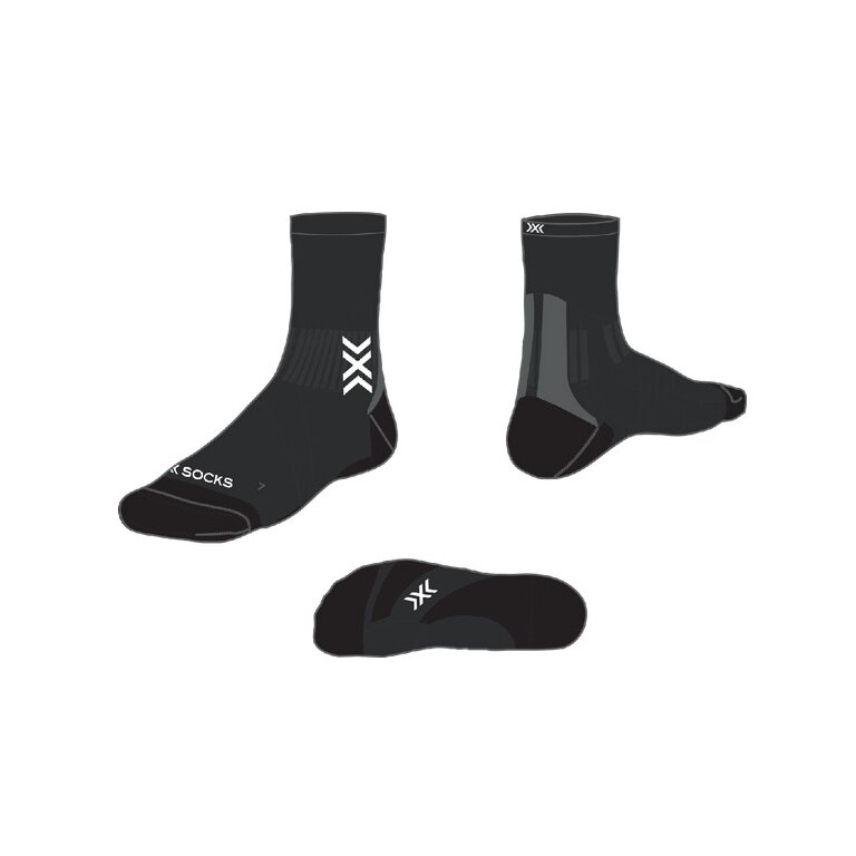 X-Socks Laufsocke Crew Run Discovery Merino schwarz/grau Herren - 1 Paar