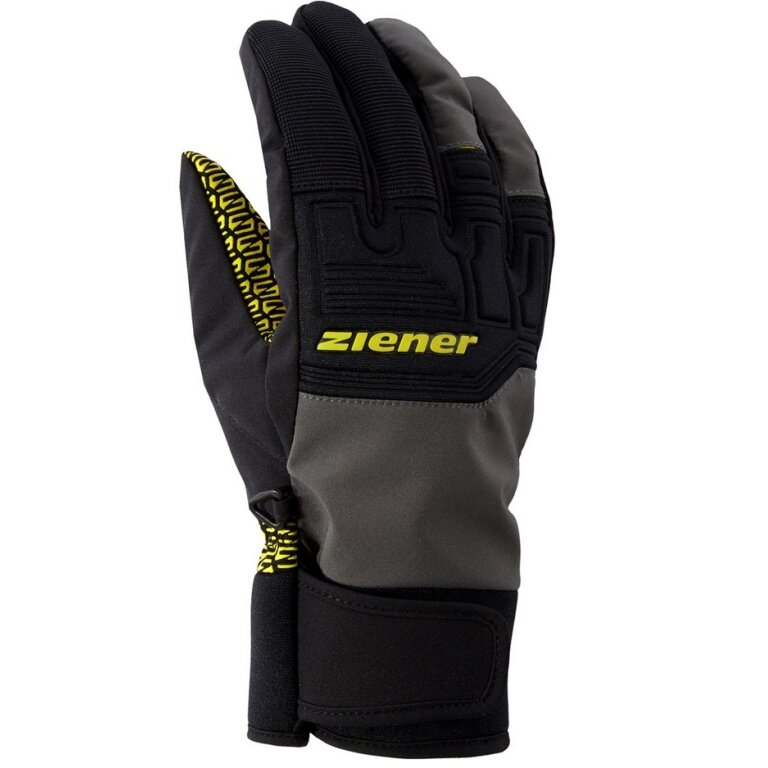 Ziener Winterhandschuhe Garim AS® Glove Ski Alpine (winddicht, wasserdicht) schwarz/grau/gelb Herren - 1 Paar