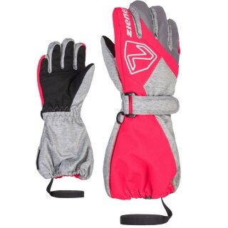 Ziener Winterhandschuhe Lauro AS® (Skihandschuhe, wasserdicht, winddicht) hellgrau/pink Kinder - 1 Paar