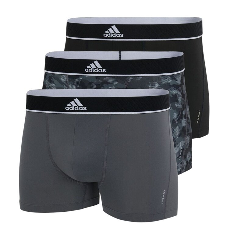 adidas Unterwäsche Boxershorts Trunk Active Micro Flex Eco - mehrfarbig grau/schwarz - 3 Stück