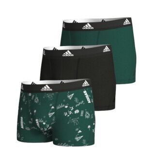 adidas Unterwäsche Boxershorts Trunk Cotton grün/weiss - 3 Stück