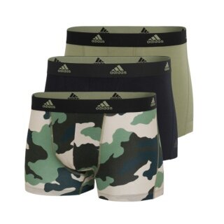 adidas Unterwäsche Boxershorts Active Flex Cotton Trunk (Baumwolle) schwarz/grün/camo - 3 Stück