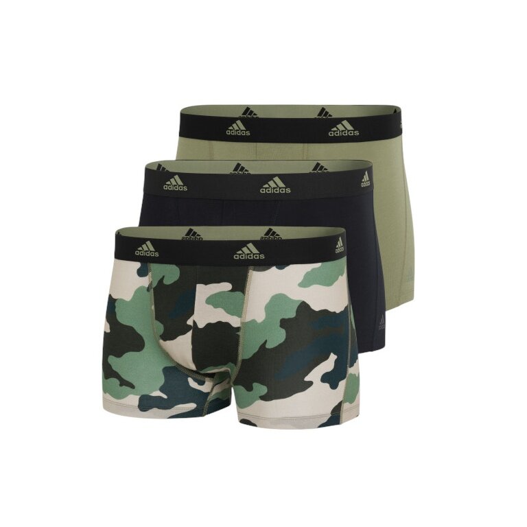 adidas Unterwäsche Boxershorts Active Flex Cotton Trunk (Baumwolle) schwarz/grün/camo - 3 Stück