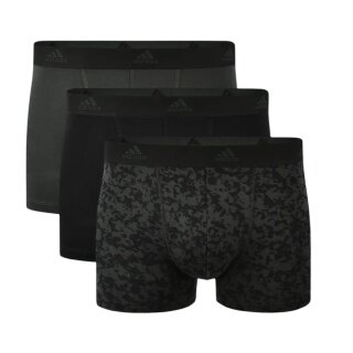 adidas Unterwäsche Boxershorts Active Flex Cotton Trunk (Baumwolle) schwarz/camograu - 3 Stück