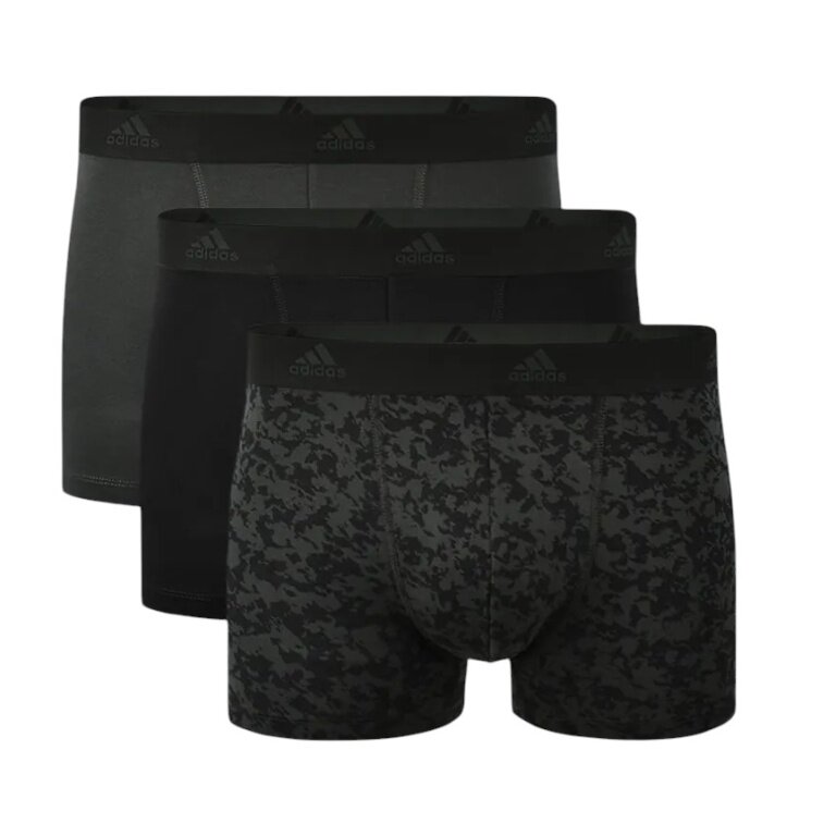 adidas Unterwäsche Boxershorts Active Flex Cotton Trunk (Baumwolle) schwarz/camograu - 3 Stück