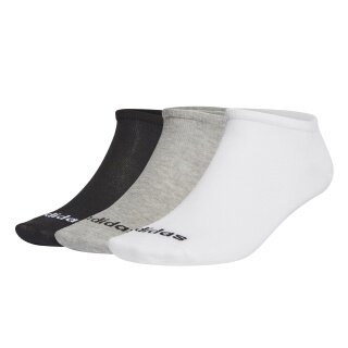 adidas Sportsocken Sneaker Low Cut No Show (Baumwollmix, leicht) weiss/schwarz/grau - 3 Paar