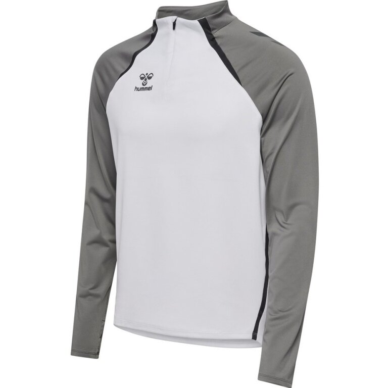 hummel Langarmshirt hmlLEAD 2.0 Half Zip (rec. Polyester, hohe Atmungsaktivität) weiss/grau Herren