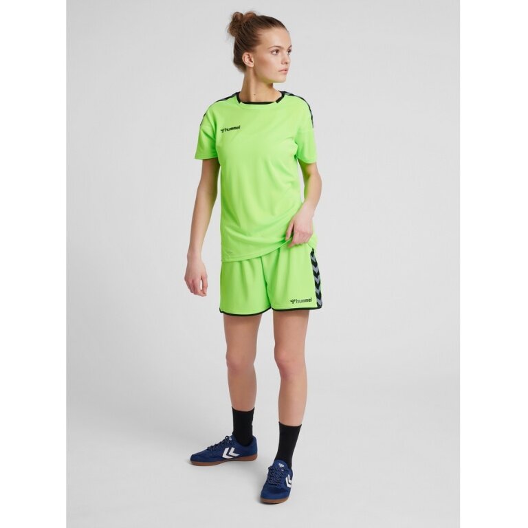 Jerseystoff, Damen ohne online Sporthose hmlAUTHENTIC neongrün (leichter Kurz hummel bestellen Shorts Poly Seitentaschen)